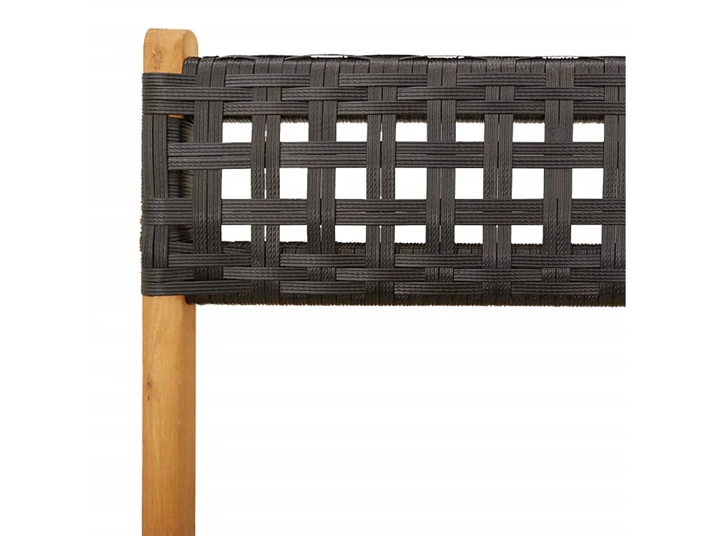 Chaises de bistrot lot de 2 noir bois massif d'acacia et rotin
