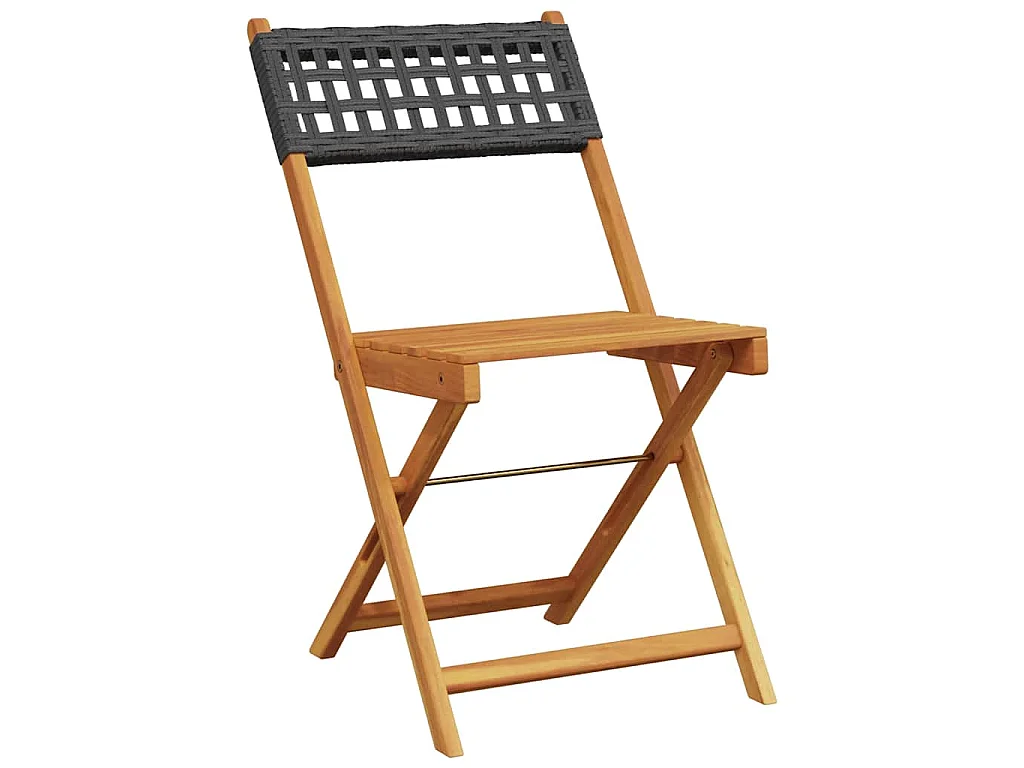 Chaises pliantes 2 pièces en bois massif d'acacia noir et polyrotin