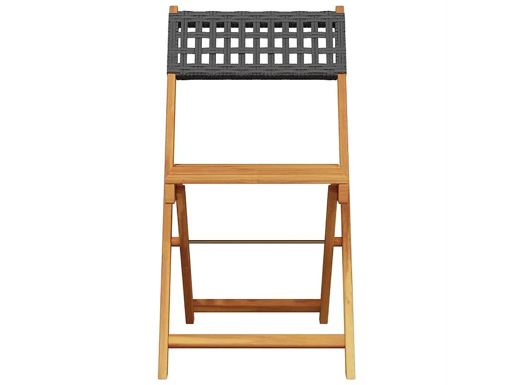 Chaises pliantes 2 pièces en bois massif d'acacia noir et polyrotin