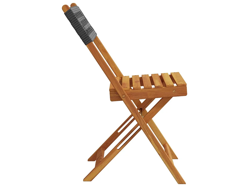 Chaises pliantes 2 pièces en bois massif d'acacia noir et polyrotin