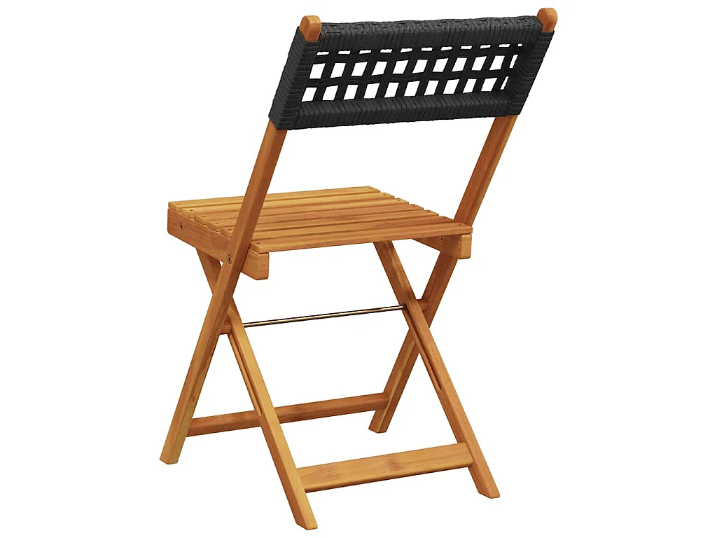 Chaises pliantes 2 pièces en bois massif d'acacia noir et polyrotin