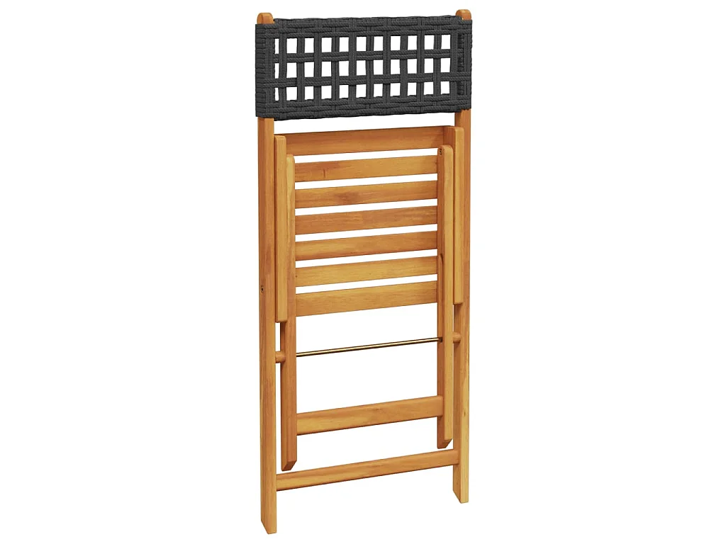 Chaises pliantes 2 pièces en bois massif d'acacia noir et polyrotin