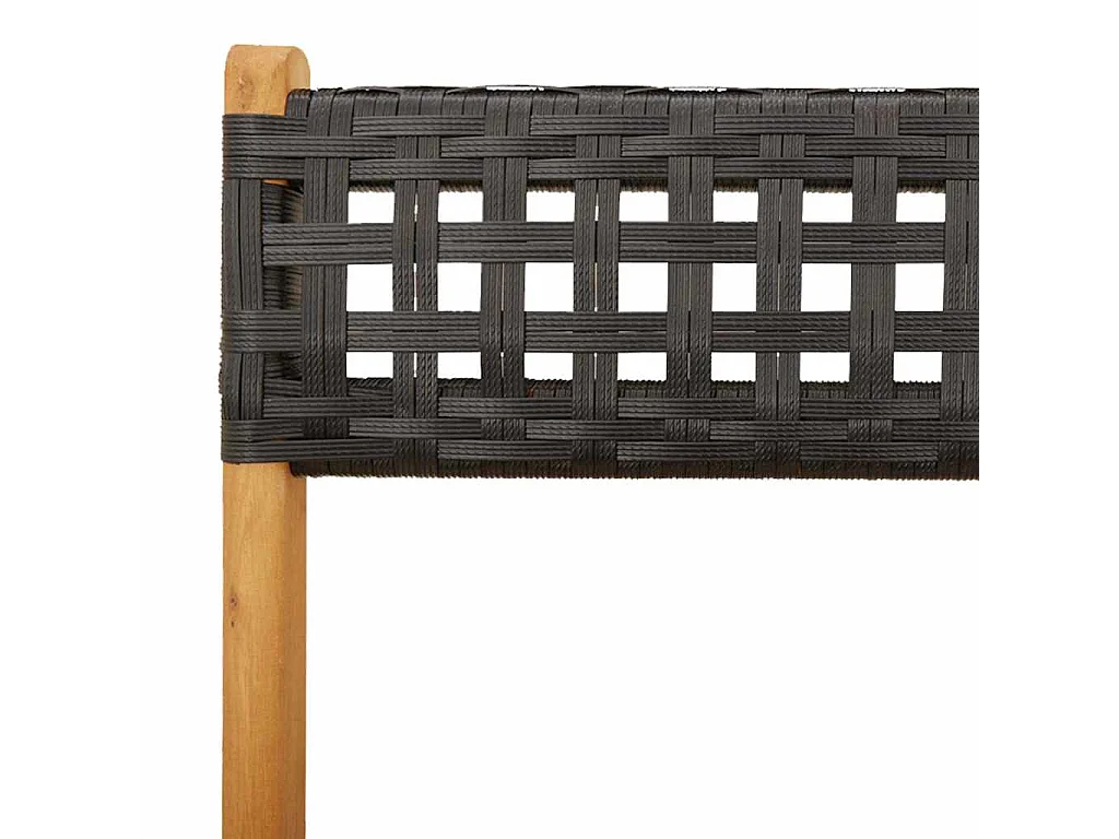 Klappstühle, 2 Stück, schwarz, Massivholz Akazie und Polyrattan
