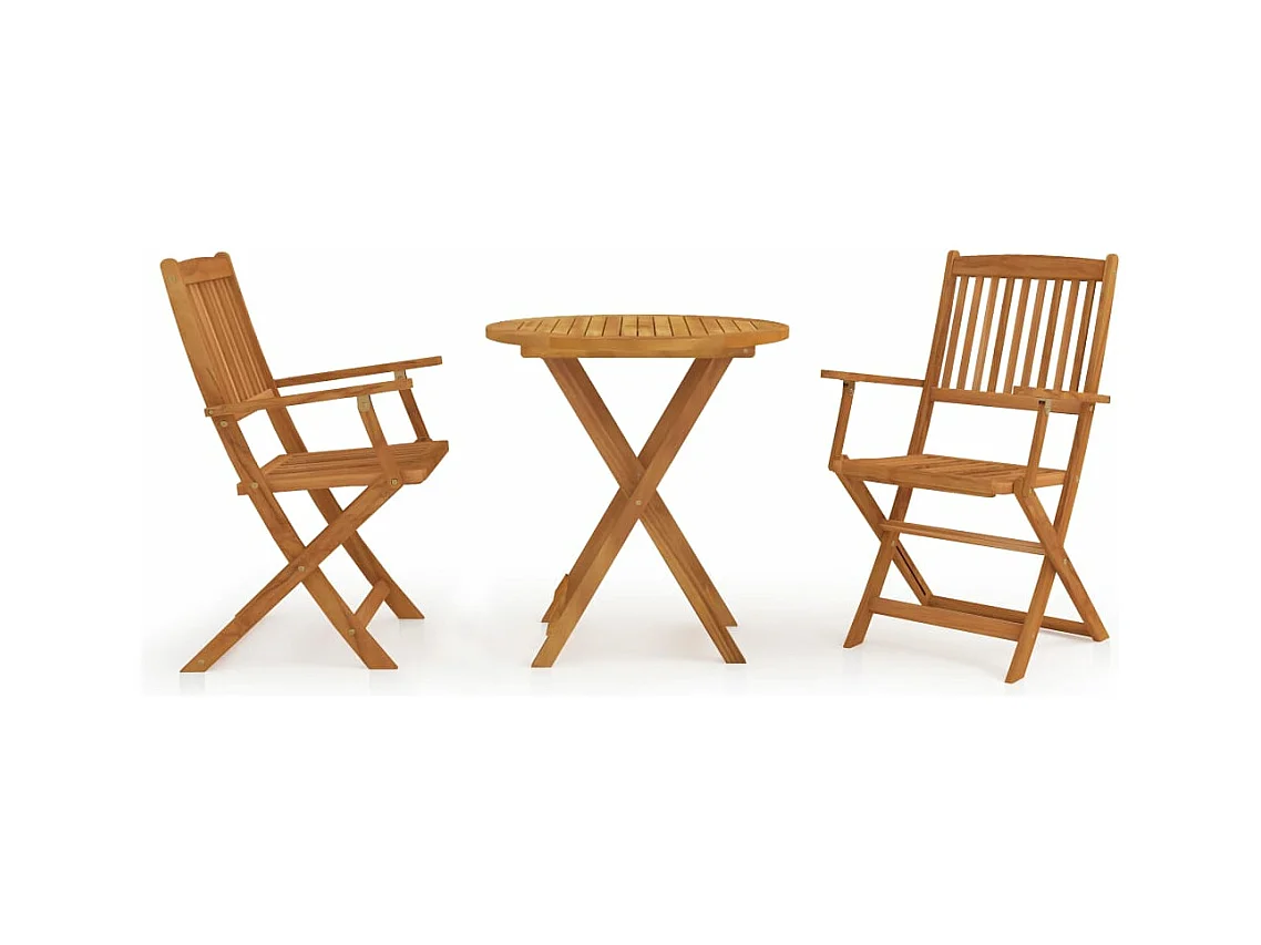 Ensemble à manger de jardin pliable 3 pcs Bois d'acacia solide