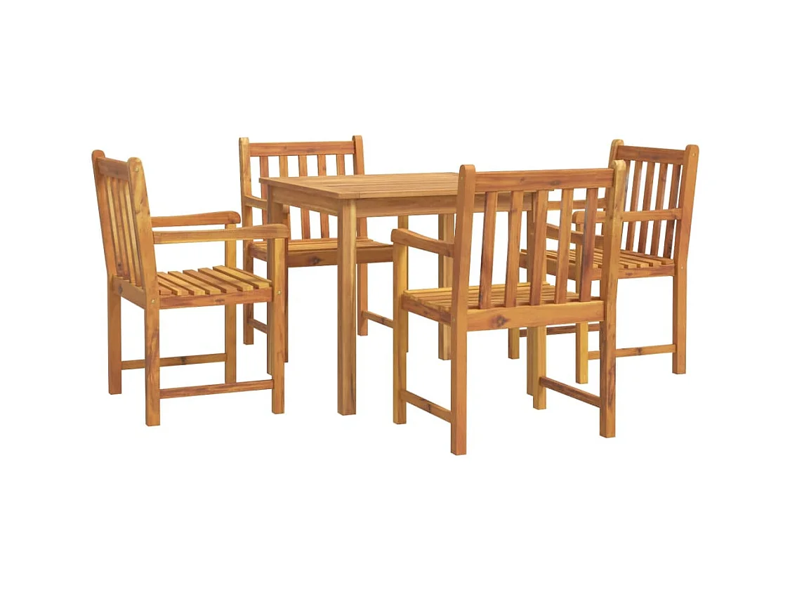 Set da Pranzo per Giardino 5 pz in Legno Massello di Acacia