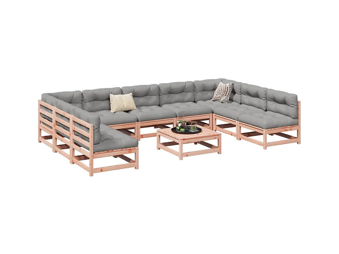 Set Divani da Giardino 10 pz in Legno Massello Abete Douglas