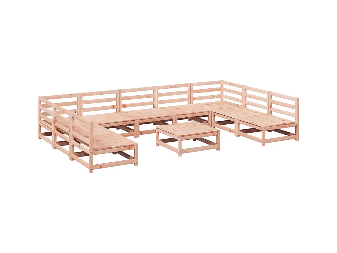 Set Divani da Giardino 10 pz in Legno Massello Abete Douglas