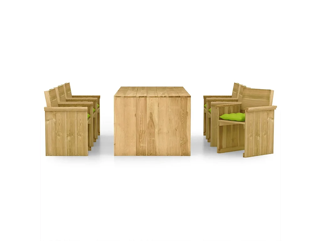 Ensemble à manger de jardin 7 pcs avec coussins pin imprégné