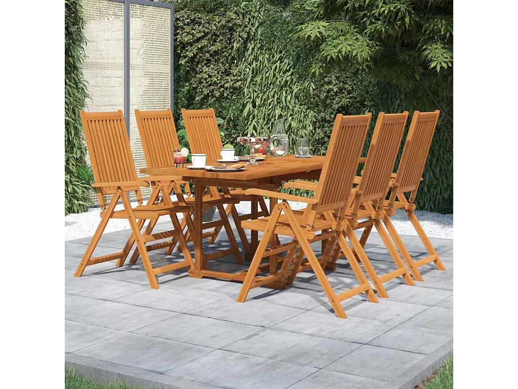 Set Mobili da Pranzo per Giardino 7 pz Legno Massello di Acacia