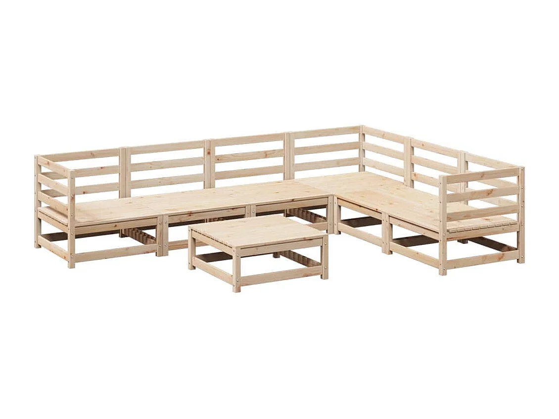 7 pcs conjunto de sofás para jardim madeira de pinho maciça