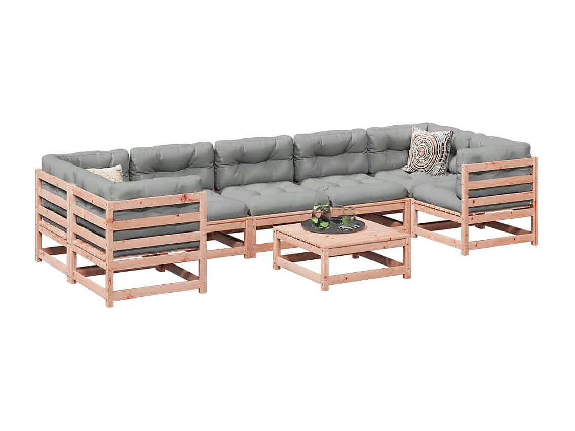 8-tlg. Garten-Sofagarnitur mit Kissen Massivholz Douglasie