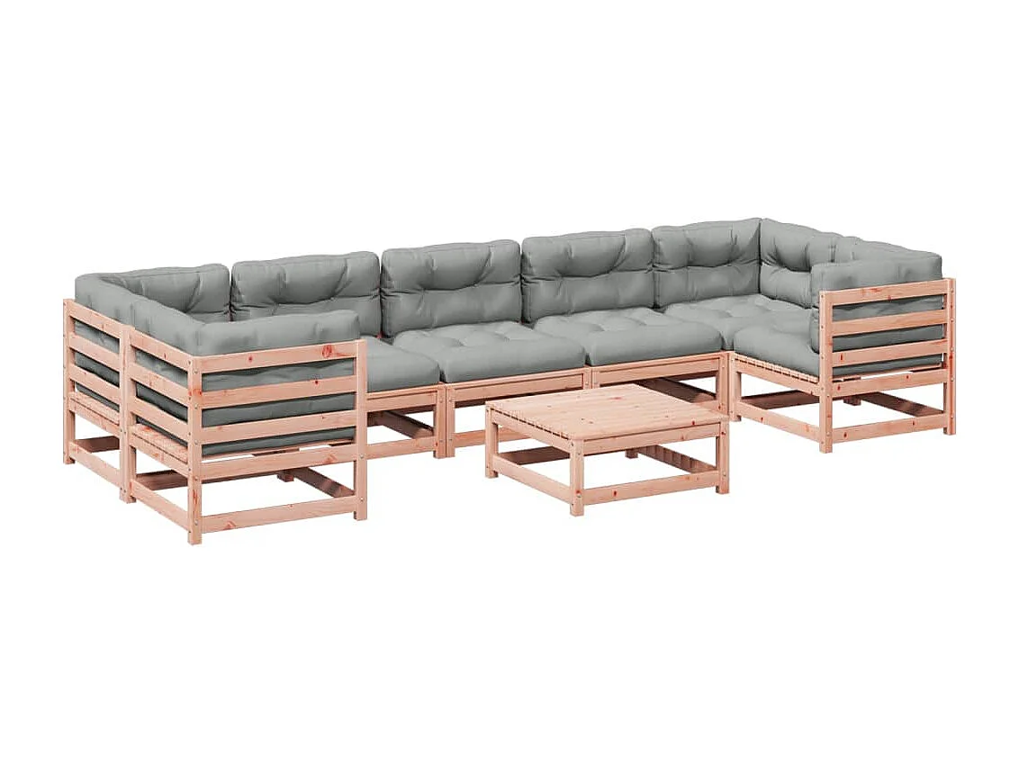 8-tlg. Garten-Sofagarnitur mit Kissen Massivholz Douglasie