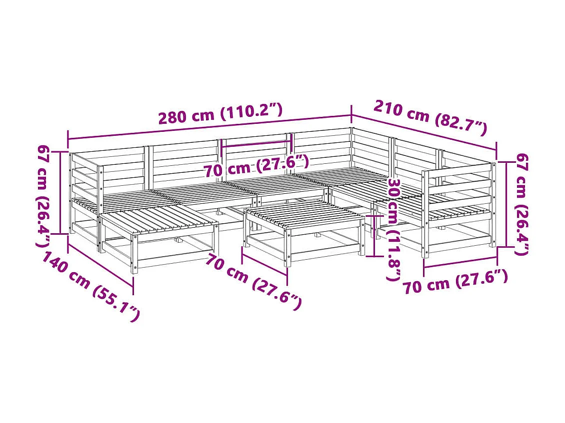8 pcs conjunto sofás de jardim pinho maciço