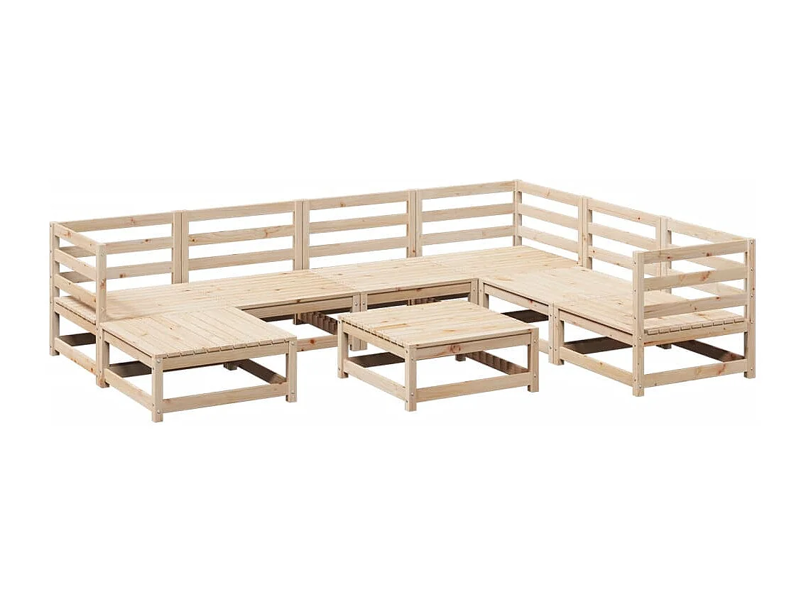 Salon de jardin 8 pcs bois de pin massif