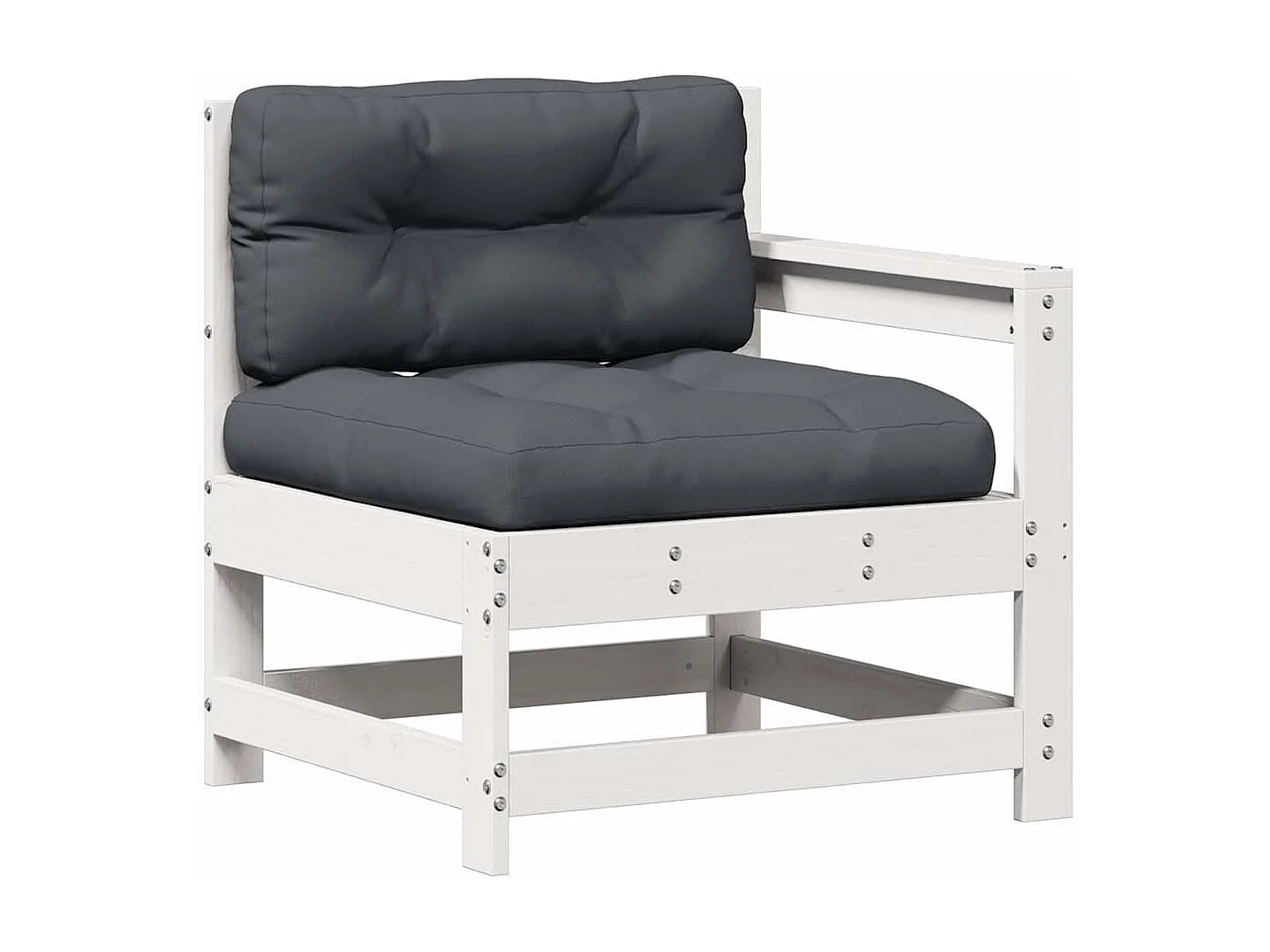 Salon de jardin 4 pcs avec coussins blanc bois de pin massif