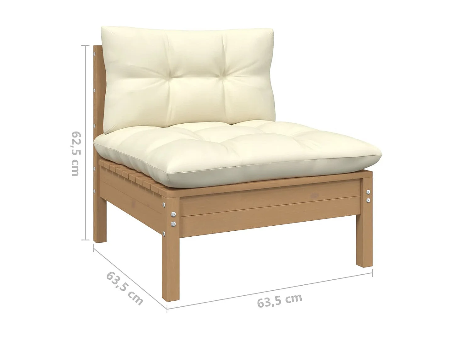 Salon de jardin 5 pcs avec coussins Marron miel Bois de pin