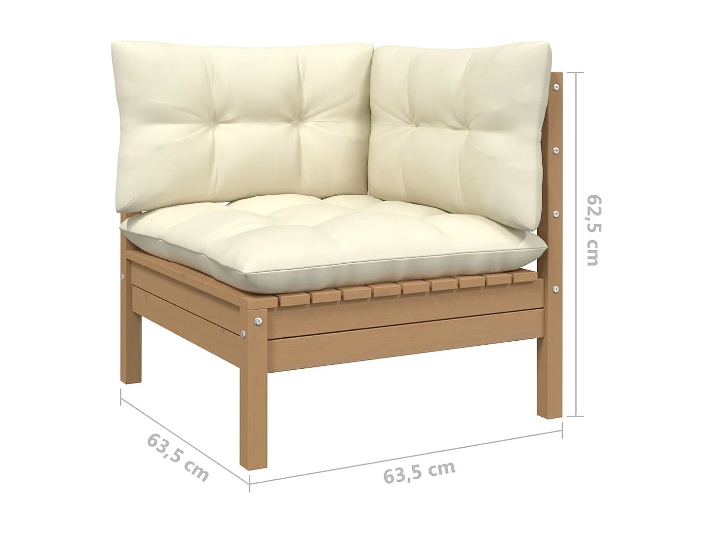 Salon de jardin 5 pcs avec coussins Marron miel Bois de pin