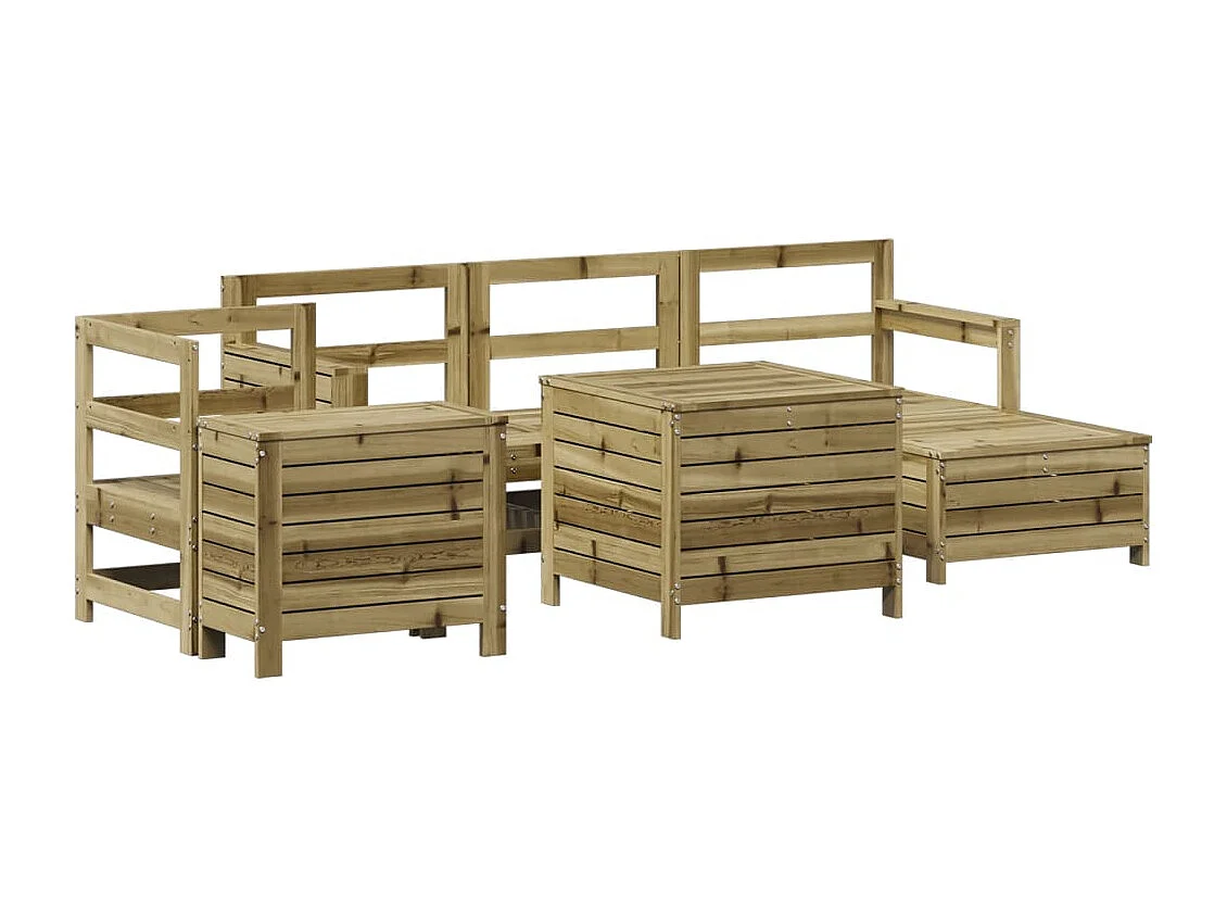 7 pcs conjunto sofás jardim madeira de pinho impregnada