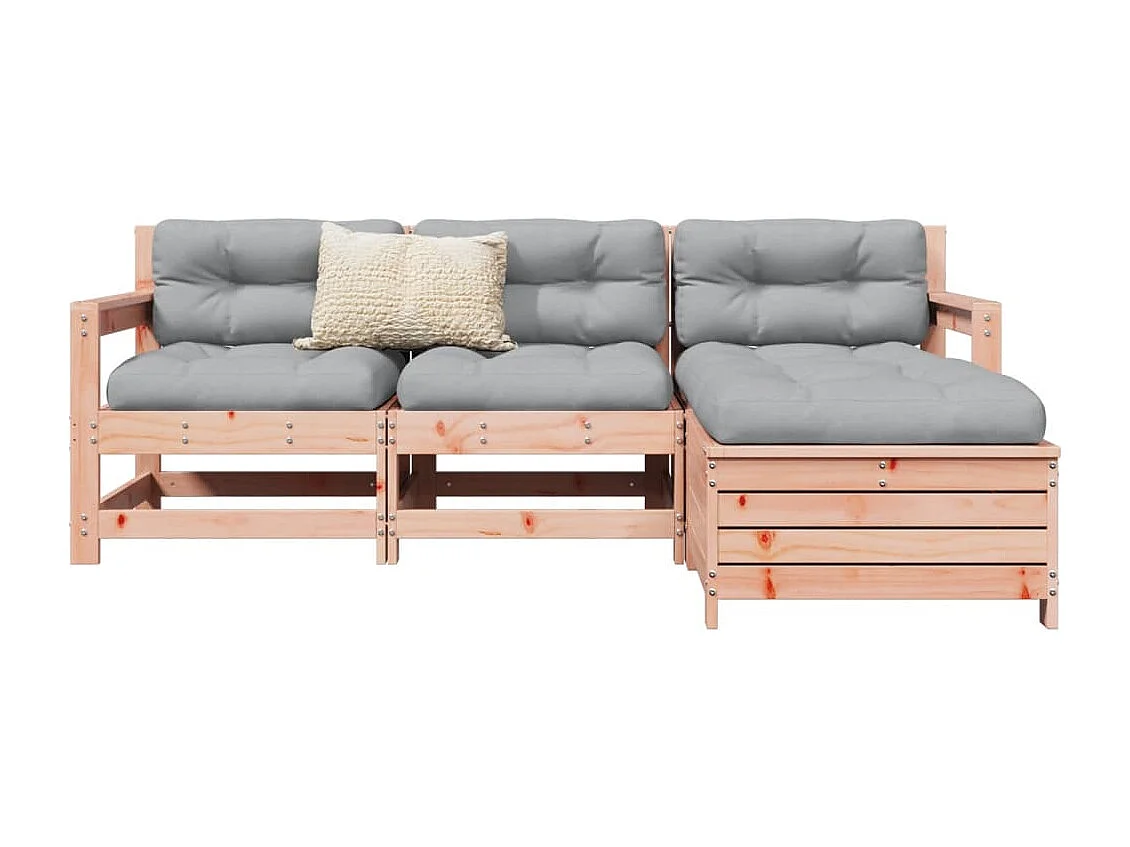 Set Divani da Giardino 4 pz in Legno Massello Abete Douglas