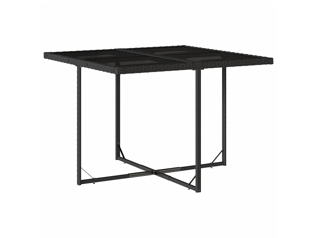 Ensemble à manger de jardin 9pcs coussins noir résine tressée