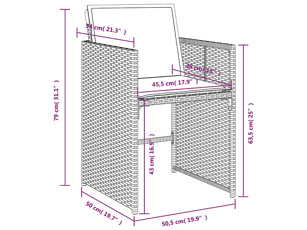 Ensemble à manger de jardin 9pcs coussins noir résine tressée