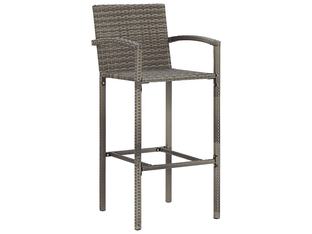 5-tlg. Gartenbar-Set Grau Massivholz Akazie und Poly Rattan