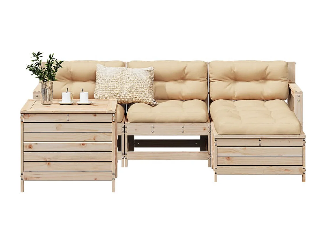 5-delige Loungeset massief grenenhout