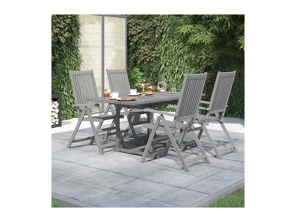 5-tlg. Garten-Essgruppe Massivholz Akazie