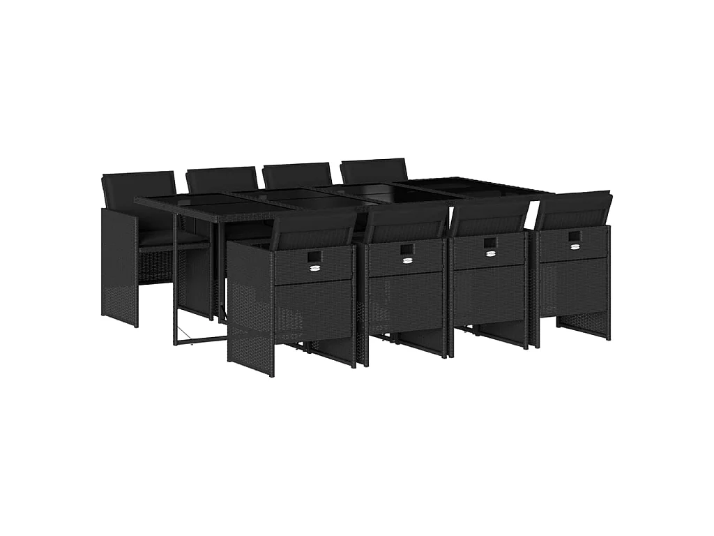 9-delige Tuinset poly rattan zwart