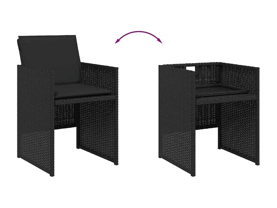 9-delige Tuinset poly rattan zwart