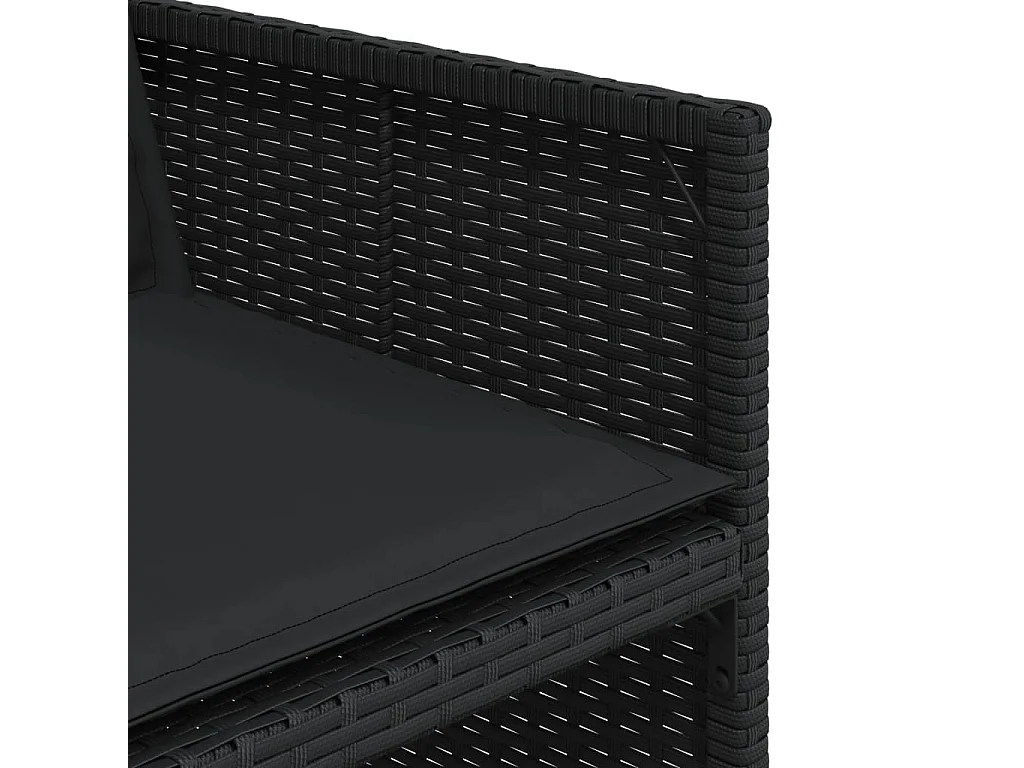 9-tlg. Garten-Essgruppe mit Kissen Schwarz Poly Rattan