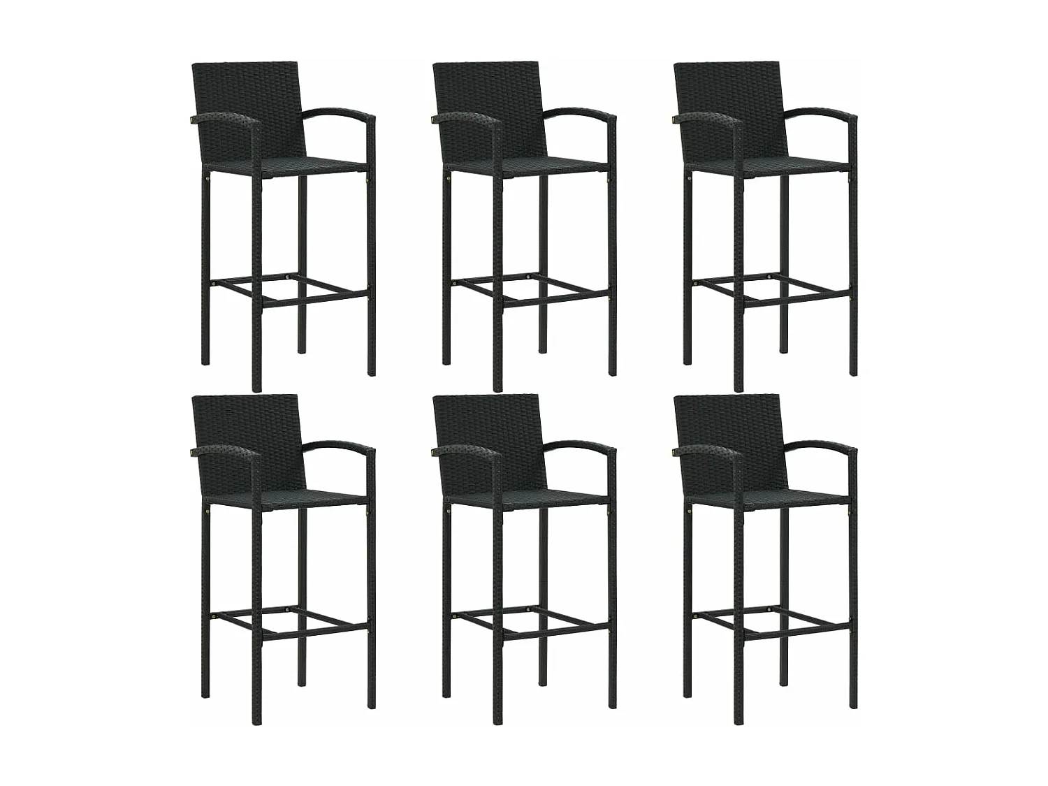 7-delige Tuinbarset poly rattan zwart