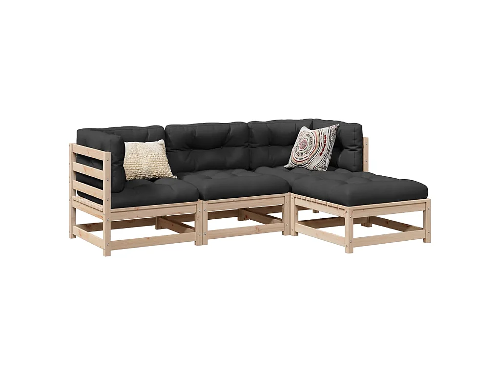 Salon de jardin 4 pcs bois massif de pin