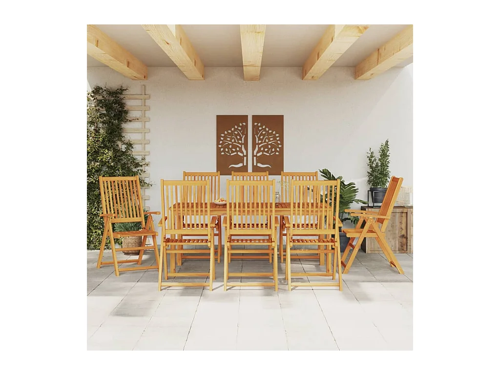 Ensemble à manger de jardin 9 pcs bois d'acacia solide