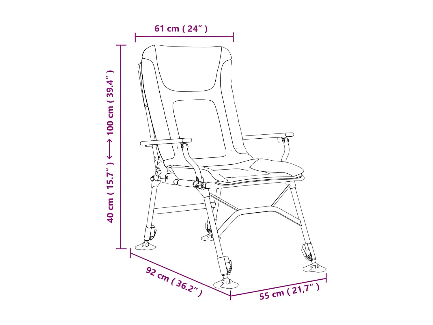 Cadeira de pesca com apoios de braços dobrável verde