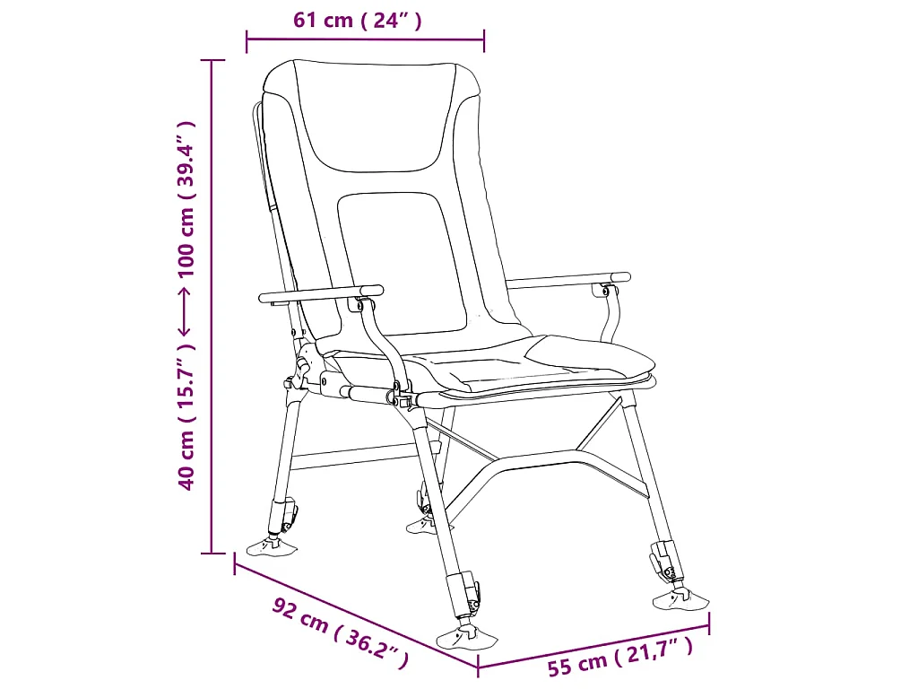 Chaise de pêche avec accoudoir pliable vert