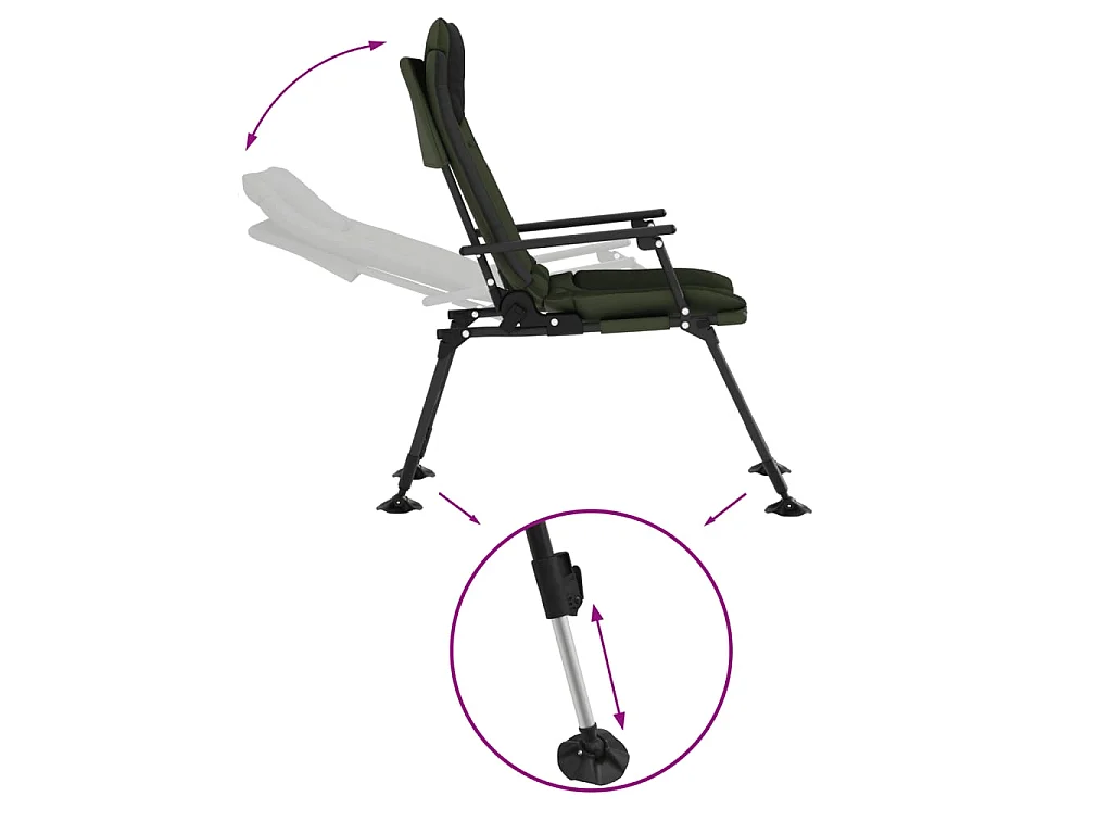 Chaise de pêche avec accoudoir pliable vert