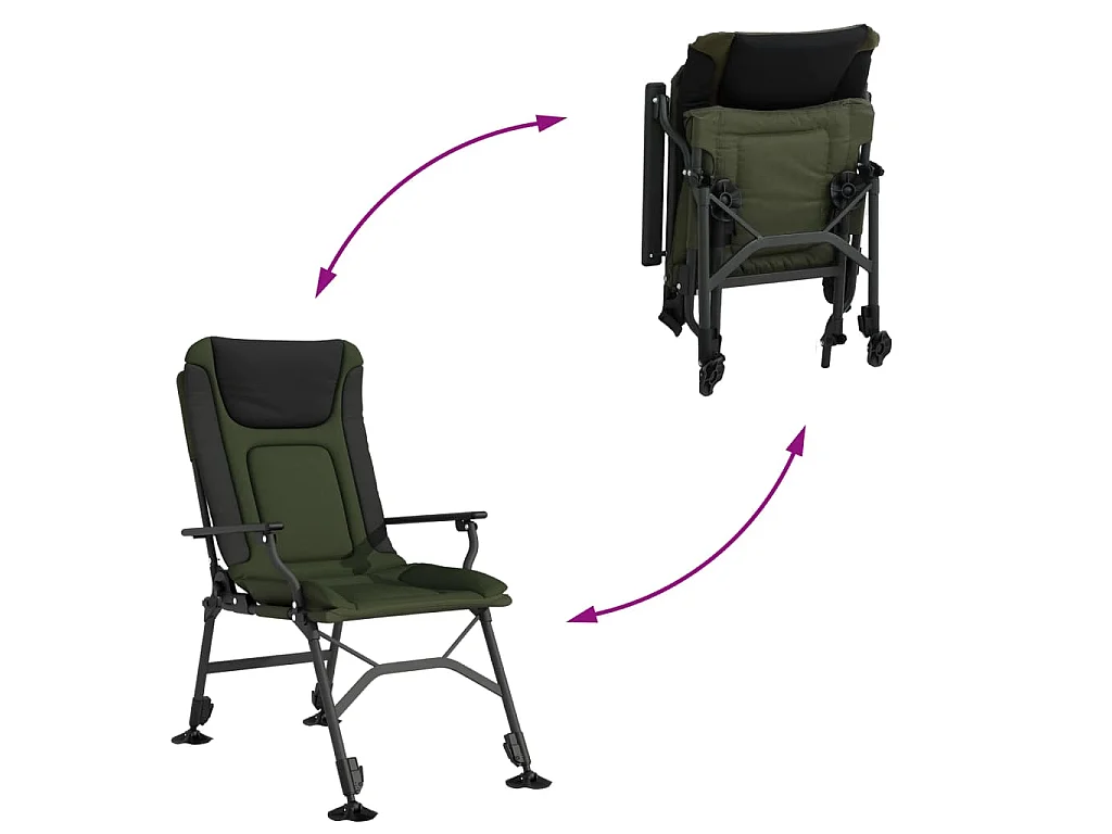 Chaise de pêche avec accoudoir pliable vert
