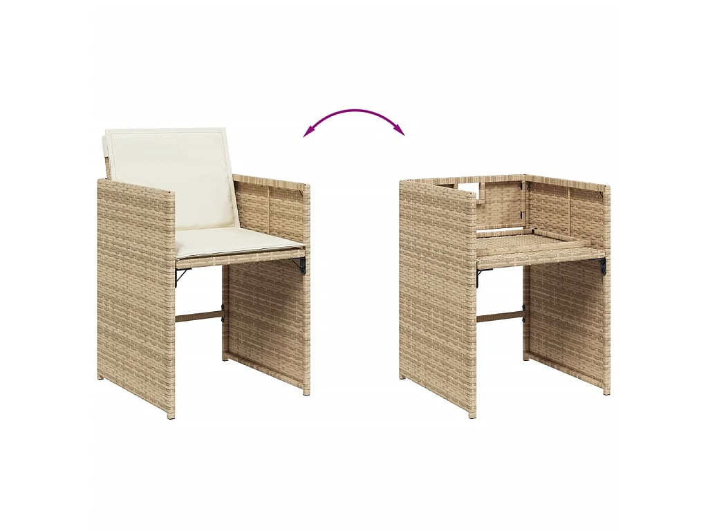 5-delige Tuinset met kussens poly rattan beige