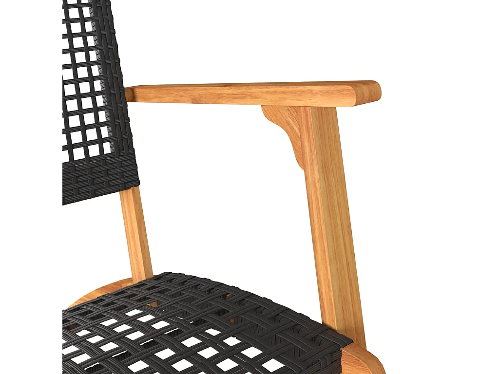 Ensemble de bistro 3 pcs noir résine tressée et bois d'acacia