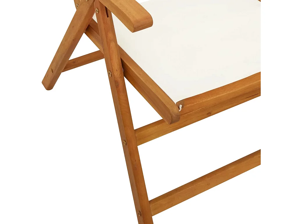 Ensemble à manger de jardin 7 pcs blanc crème tissu bois massif