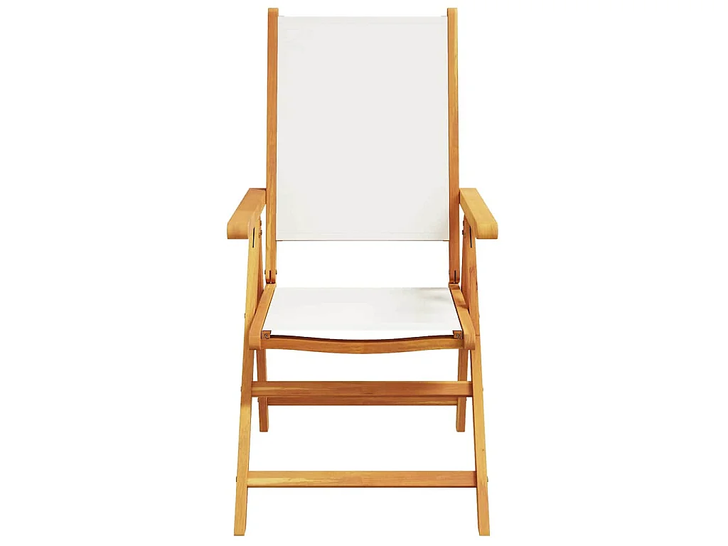 Ensemble à manger de jardin 7 pcs blanc crème tissu bois massif