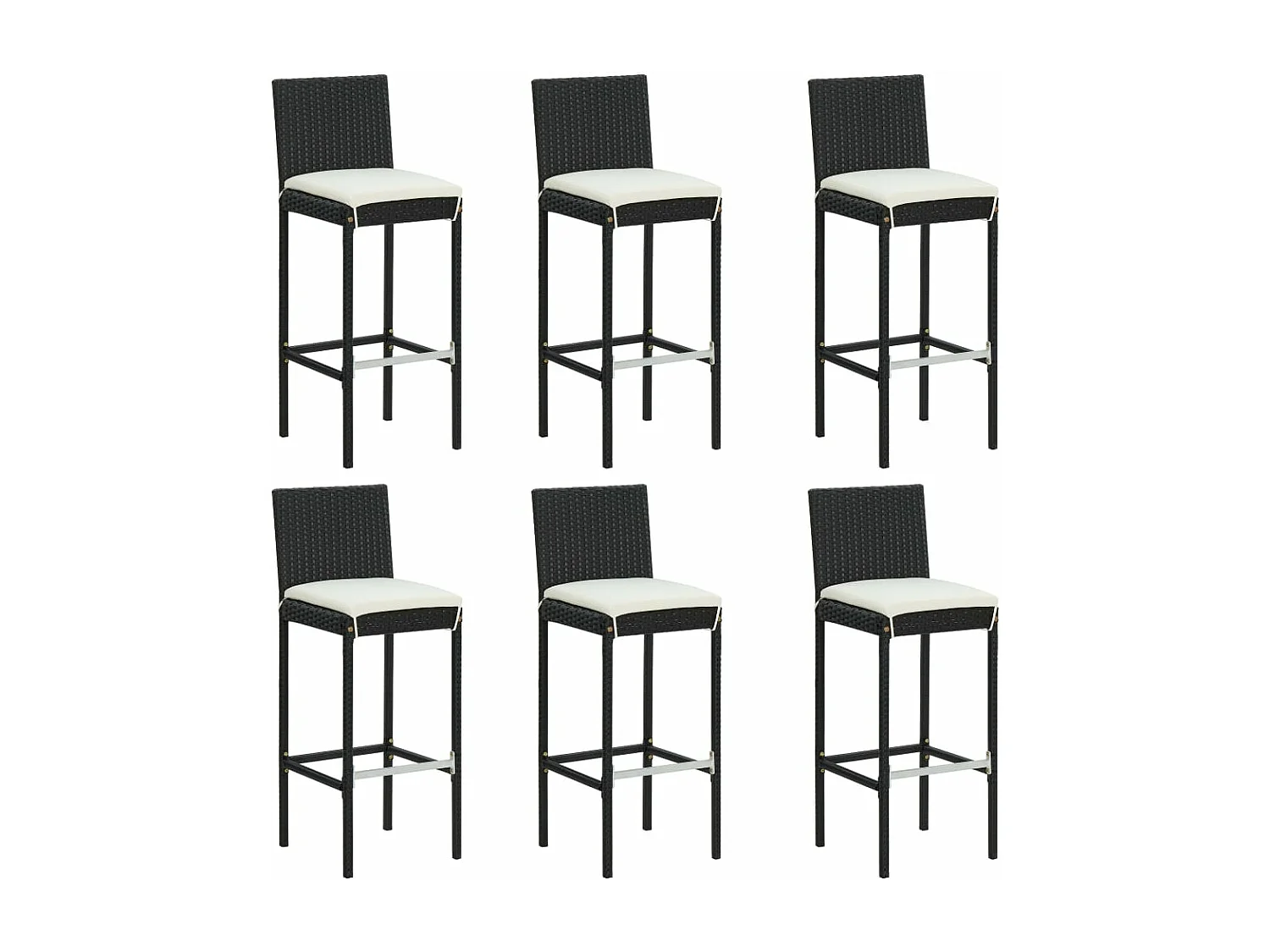 Ensemble de bar de jardin avec coussins 7 pcs Noir