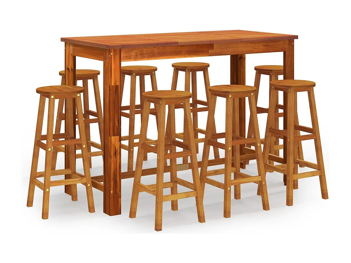 9-delige Tuinbarset massief acaciahout