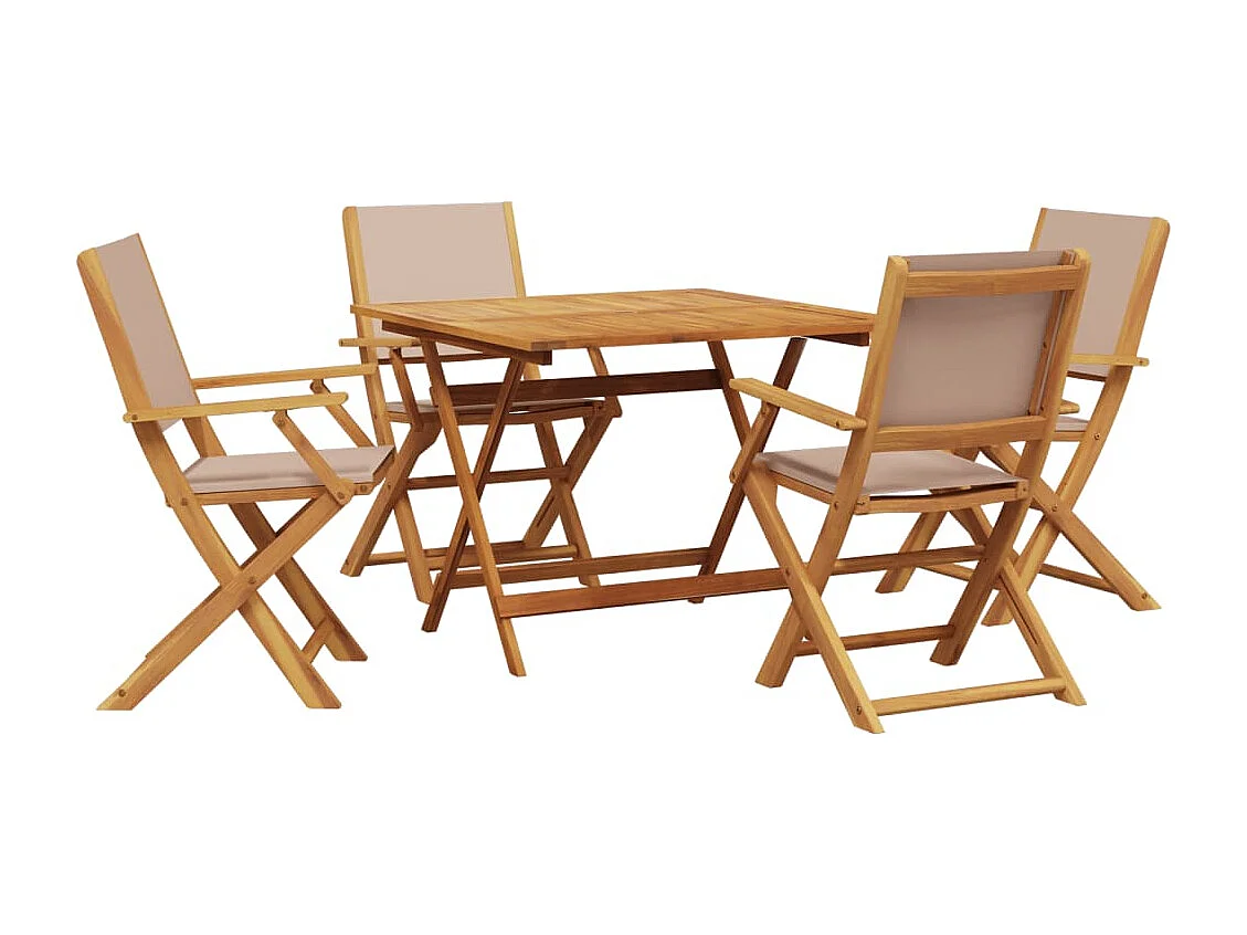 5-delige Tuinset massief hout en stof taupe