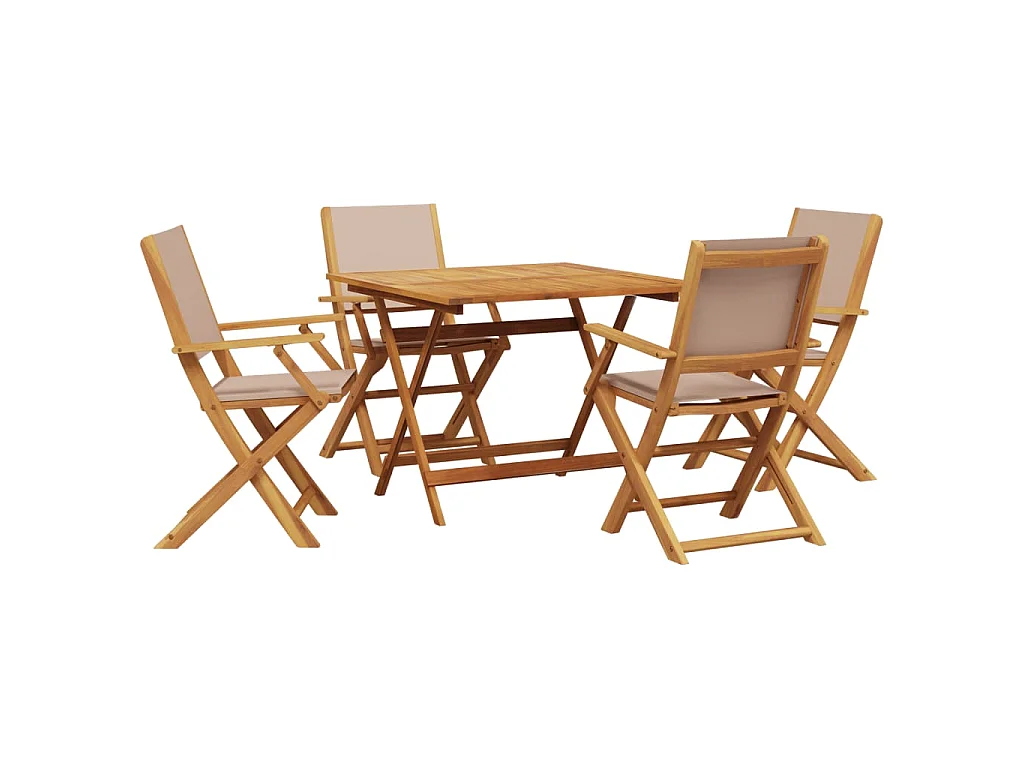 5-delige Tuinset massief hout en stof taupe