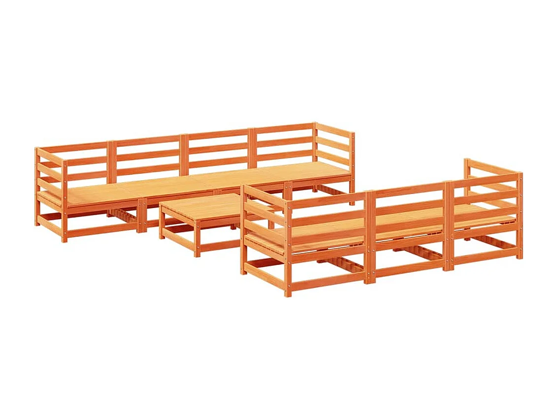 8-tlg. Garten-Sofagarnitur Wachsbraun Massivholz Kiefer