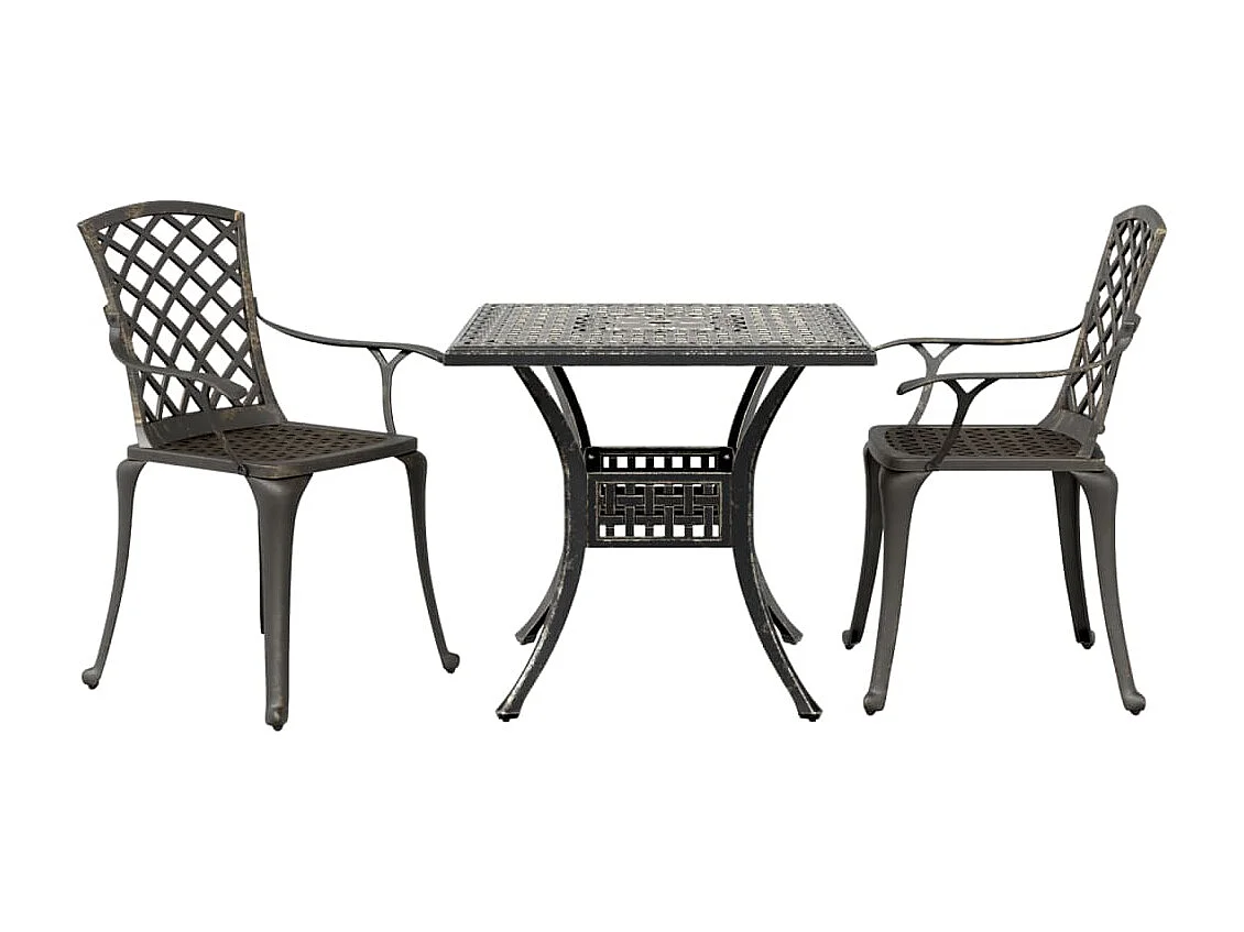 3-delige Bistroset gietaluminium bronskleurig