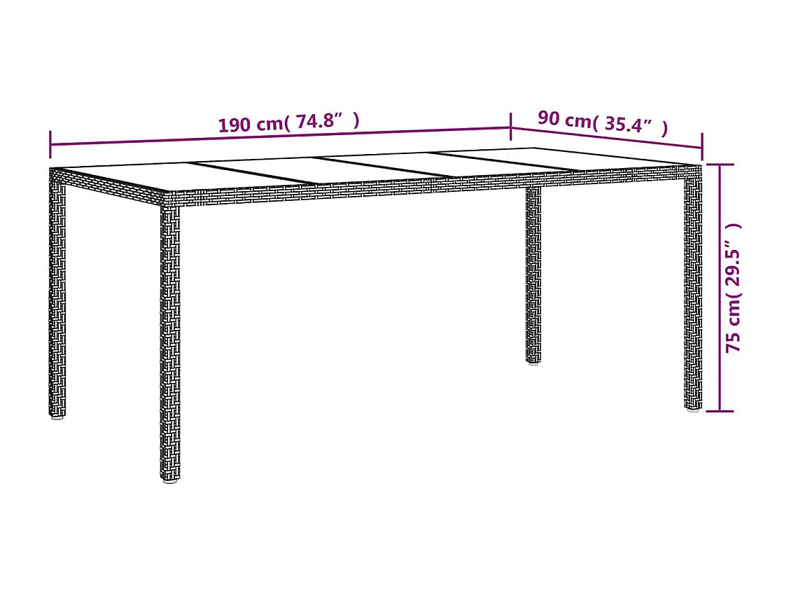 Ensemble à manger jardin et coussins 7 pcs gris rotin