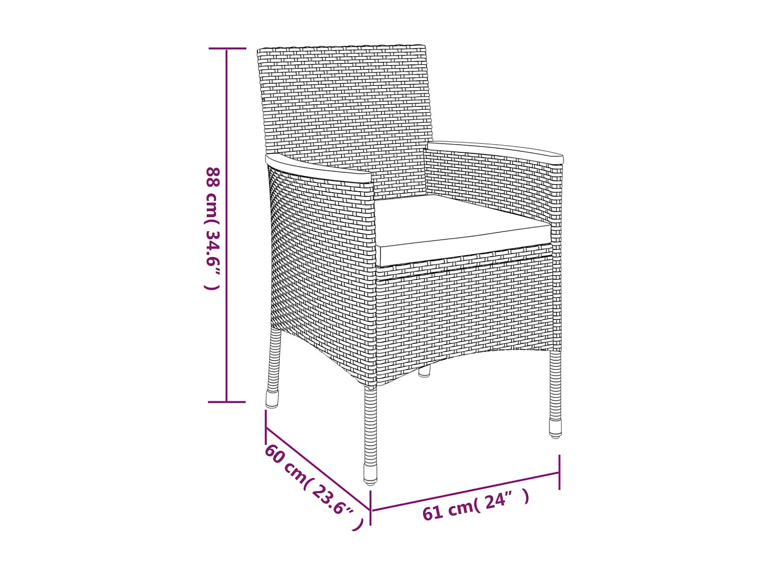 Ensemble à manger jardin et coussins 7 pcs gris rotin